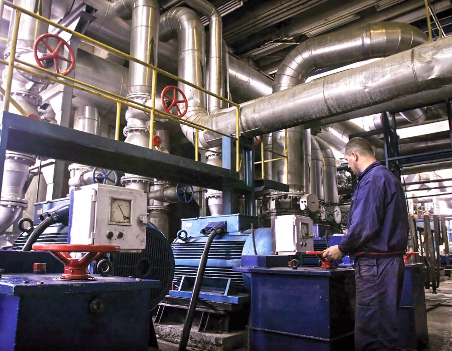 Person working at a plant