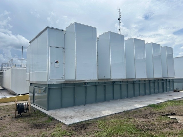 Backup generator sets placed on concrete at Florida wastewater treatment facility